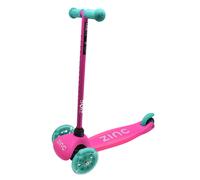 Zinc 3 Wheeled Scooter Sparkle Light Up Kids Push Scooter Pink Aqua