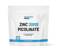 Zinc 30mg as Picolinate 120 Capsules Made in The UK by Freak Athletics