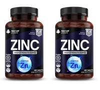 Zinc 50mg High Strength Tablets with Copper, Pure Zinc Supplements Contributes Towards The Immune System, Bone Health and Fertility, Vegan, Non-GMO, Made in UK by New Leaf 120 Tablets (Pack of 2)