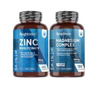 Zinc 50mg & Magnesium Glycinate Complex Bundle | 400 Vegan Zinc Tablets + 180 Magnesium Capsules | 6+ Months Supply | Non-GMO & Vegan Supplements