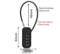 Zinc Alloy 4 Digit Combination Lugga Lock wi Reseable Code, Portable Cable Anti eft Padlock for Travel Surity, Gym Locker, Outdoor Gate and Weaerproof Home Prottion(Black)