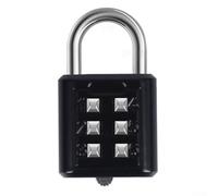 Zinc Alloy 6 Digit Combination Padlock with Steel Shackle for Use on Travel Bags, Lockers, and Cabinets (Black)