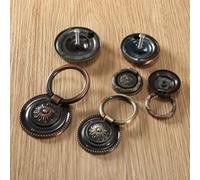 Zinc Alloy Antique Bronze Door Cabinet Drawer Dresser Drop Ring Knob Furniture Wardrobe Cupboard Pull Handle Diameter 37/45/55mm(Green Ancient S,S)