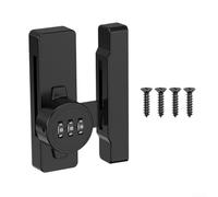 Zinc Alloy Barn Door Lock With 3 Digit Combination Code For Sliding Doors, Keyless Security Latch With Inner Screws For 90 And 180 Degree Mounting On Sheds Or Cabinets, Black Finish(Black)