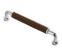 Zinc Alloy Cabinet Door Handle With Leather Accent Minimalist Bar Design Concealed Mounting Multiple Sizes Red Brown Copper Brushed Khaki Pearl Gray Brown Leather Bright Chrome Cof(K)