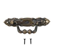 Zinc Alloy Cabinet Handle, Retro European Style Furniture Pull for Wardrobe Kitchen Drawer Door, 105mm Bronze Gold Black Silver White Finish, Easy Install with Screws, 1 Pack