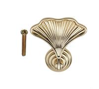 Zinc Alloy Cabinet Knob Pull Handle for Wardrobe Drawer Door, Ginkgo for Leaf Design, 5 x 5.6 cm, Golden Finish, Single Hole Fixing for Cupbo