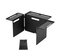 Zinc Alloy Camping Stove Wind Shield, Foldable Outdoor Windscreen with Adjustable Shelves, Portable Windbreak for Hiking Backpacking BBQ, Gas Stove Deflector(Black)