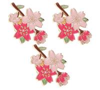 Zinc Alloy Cherry Blossom Brooch Pins Cute Pink 3pcs | High-gloss Finish, Delicate Cartoon Flower Shape, for Hats, Bags and Clothes, Stylish Trio Set