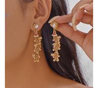 Zinc Alloy Christmas Earrings 6.5cm for crystal Studs Zinc Alloy | Festive light string design, 6.5cm drop length, red glitter finish, holiday party essential, lightweight wear