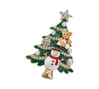 Zinc Alloy Christmas Tree Brooch Pin with Gold Tone Outline, Festive Sweater and Scarf Accent for Winter Holiday Styling on Coats Hats and Bags Christmas Tree Brooch Pin Holiday Badge Festive Jewelry