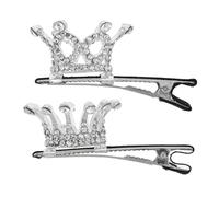 Zinc Alloy Crown Hair Clip with Rhinestones, 2pcs | Three Dimensional Crown Shape, Non Slip Teeth, for Side Swept Hair and Bangs, Dress up Dance Recitals