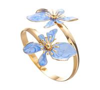 Zinc Alloy Cuff with Two Sculptural Flower | Gold-Tone, Paired Sculptural Flowers, Open Front for Straightforward Placement and Display At the Wrist