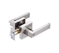 Zinc Alloy Door Handle Lock with Keys Bathroom Secure(Silver(with Key)) | Aluminum or zinc alloy, square minimalist style, fits wooden steel doors, smooth lever action, includes keys