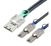 Zinc Alloy Dual express iPass MINI SAS HD SFF-8088 8X 68P High-Speed I/O male to 2X SFF-8088 26P male Active assemblies cable (0.5m)