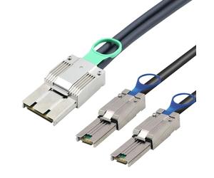 Zinc Alloy Dual express iPass MINI SAS HD SFF-8088 8X 68P High-Speed I/O male to 2X SFF-8088 26P male Active assemblies cable (1m)