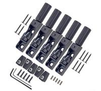 Zinc Alloy Fixed Bridge for 4/5/6 String Headless Electric Bass | Single Split Adjustable Guitar Bridge | Replacement Part with Silver Finish(Black 5PCS)