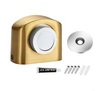 Zinc alloy floor mounted doorstop with invisible magnetic suction, brushed style, manual force adjustment, providing strong hold to protect doors and walls (Golden)