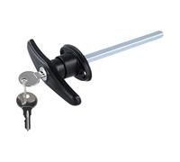 Zinc Alloy Garage Door T Handle Lock with Connecting Rod Waterproof Design Short Bar Suitable for Trailer, RV, and Industrial Use (Black)