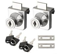 Zinc Alloy Glass Door Locks 2 Pack of Anti Theft Cabinet Locks with 2 Stand Alone Keys for Home and Office Use (Tongkai)