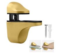 Zinc Alloy Glass Shelf Supports Adjustable Glass Clamp Shelf Brackets Heavy Duty Wall Mounting Support for Home Bathroom Kitchen Hardware(Gold)