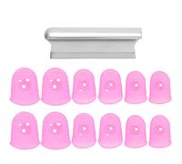 Zinc Alloy Guitar Sliding Bar, Round Tip Tone Bar with Finger Grooves, Smooth Ukulele Slide Bar Includes 12 Silicone Finger Protectors for Musical Instruments Accessories (Roseate)