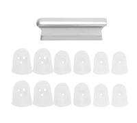 Zinc Alloy Guitar Sliding Bar, Round Tip Tone Bar with Finger Grooves, Smooth Ukulele Slide Bar Includes 12 Silicone Finger Protectors for Musical Instruments Accessories (White)