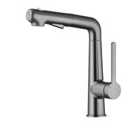 Zinc Alloy Hot and Cold Pull-Out Basin Faucet, Gray