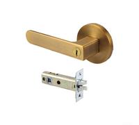 Zinc Alloy Interior Door Lock with Key, Single Tongue Handle for Bathroom and Indoor Doors, Fits 35-50mm Thickness, Available in Silver B(Yellow Bronze)