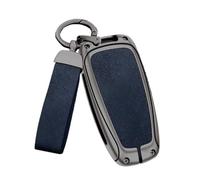 Zinc Alloy Leather Car Remote Key Case Cover Protector Compatible with Raptor F150 Fusion F250 F350 F450 RAPTOR(G-gun blue)