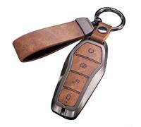 Zinc Alloy Leather Key Fob Case Cover for BYD Song Qin Han EV and For Tang, Designed to Protect and Enhance the Look of Car Keys with Functional Access (Brown)