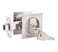 Zinc Alloy Mechanical Push-Pull Handle with Key, Brushed Satin Nickel Hardware for Sliding, Invisible, Balcony, Kitchen Doors, Pocket Door Lock Latches