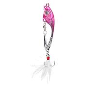 Zinc Alloy Rotating Feather Hook Fishing Lure Lifelike Artificial Bait Swimbait with Sharp Hook for Trout Weever Bream Flathead Fish Gold Red Blue Pink Silver 8cm 11g (Pink)