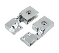 Zinc Alloy Self-Closing Glass Door Hinge, No Drilling Frameless Clamp for 3-5mm Glass, Automatic Closing Mechanism for Display Case and Cake Showcase Hardware, Black or(Silver)