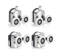 Zinc Alloy Shower Door Twin Rollers Runners - Set of 4 - Top & Bottom Zinc Alloy - Chrome (12mm)