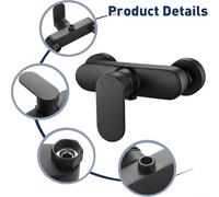 Zinc Alloy Shower Mixer Tap for Bathroom, Black Modern Two-Piece Faucet with Adjustable 135-165 mm Mounting Hole, Rust-Proof Baking Paint Finish, Minimalist Design for Contemporary Homes