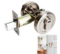 Zinc Alloy Single Cylinder Deadbolt: YOYIAG Round Deadbolt Lock with 3 Keys for 30-60 mm Doors, Modern Door Locks for Front Door, Entrance Door, Passage Door(Silver)