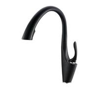 Zinc Alloy Sink Out Pull Down Mixer tap with 2-Spray Modes，360° Swivel Solid Brass Kitchen Faucet Cold & hot Water kitchenware Anti-Splash Faucet(Black)