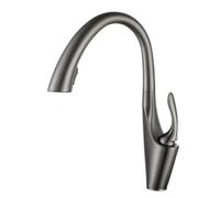 Zinc Alloy Sink Out Pull Down Mixer tap with 2-Spray Modes，360° Swivel Solid Brass Kitchen Faucet Cold & hot Water kitchenware Anti-Splash Faucet(Gray)