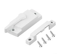 Zinc Alloy Sliding Casement Sash Lock with Antitamper Studs for Single Double Hung Vinyl Diecast Construction White Finish 60x25mm (Left)