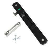 Zinc Alloy Sliding Door Lock Hook, Invisible Latch for Home Security, 90 Type Embedded Lock with Key, Electroplated Finish for Durability,(Black)