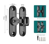 Zinc Alloy Sliding Door Lock with 90/180 Degree Locking Options, U-Shaped Groove and Beveled for Edge Catch for Enhanced Security, Suitable for Sliding Doors, Barns, Bathrooms, Closets and Pet Doors