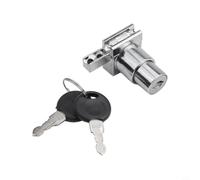 Zinc Alloy Sliding Glass Door Lock for Display Cabinet and Showcase Security, No-Drill Installation, Fits 5-8mm Glass, Silver Finish with 2 Keys for Counters