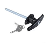 Zinc Alloy T-Handle Garage Door Lock with Waterproof Design, for Long Lasting Chassis Lock Mechanism for Industrial, Trailer, RV and Outdoor Doors, Smooth Short-Bar(Black)