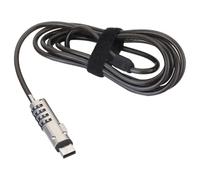 Zinc Alloy USB Laptop Security Lock, Cable for Notebook Device Protection | Black 360 Degree Rotation Design, Sponge Patch Prevents Scratches, Resettable 4-wheel Code, Fast Secure Locking