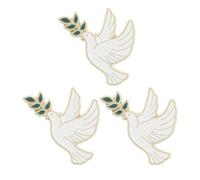 Zinc Alloy White Peace Dove Brooch Pin 3pcs for Hats and Totes | Vintage-inspired Polished Metal Finish, Lightweight 15g Collectible Keepsake, Suited to Awareness Events