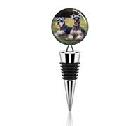 Zinc Alloy Wine Bottle Stoppers, Adult Schnauzer Dogs Print Wine Bottle Stoppers Elegant Wine Stopper Metal Wine Stopper Classic Wine Stopper