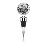 Zinc Alloy Wine Bottle Stoppers, Black And White Octopus And Ship Print Wine Bottle Stoppers Elegant Wine Stopper Metal Wine Stopper Classic Wine Stopper
