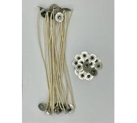 Zinc Core Candle Wicks & Sustainer Tabs, 9 Inch - Pre-Waxed with Metal Base. Includes Extra Metal Tabs for Wick Trimmings. Best Wick for Gel Wax. (60-44-18 Zinc Core, 20.0, Wicks & Tabs)