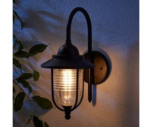 Zinc Dublin Fixed Matt Black Mains-Powered Led Outdoor Lantern On/off Wall Light (Dia)18Cm